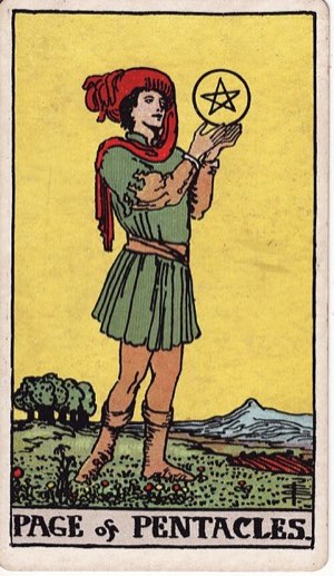 Карта Таро Паж Пентаклей